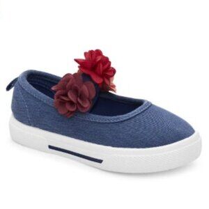 Carter’s Toddler Chambray Mary Jane Shoes Jeans Red NWT Size 7
